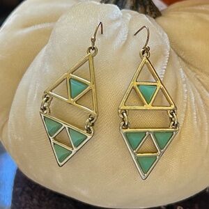 Gold & Turquoise Color Drop Earrings